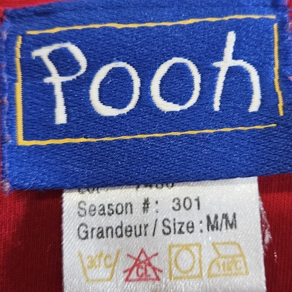 Winnie the Pooh Women's Pajama PJ Set Top & Pant RARE Medium red snow ball fight - Picture 9 of 16